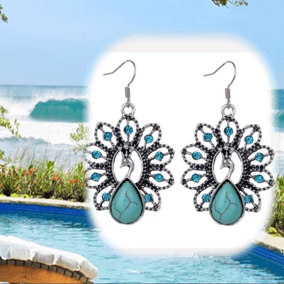 Peacock Statement Earrings - Picture 5 of 9